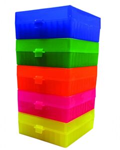 RPI Cryogenic Storage Box, Hinged Lid, 100 Tube Capacity, Assorted Colors, 5 Per Case