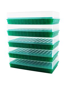 RPI Flipper Micro-Tube Racks, 96 Capacity, Green, 5 Per Case