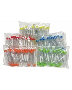 RPI Spectratube Rainbow Cap Centrifuge Tubes, 50ml Graduated, BuLk Pack, 25 Per Bag, 500 Per Case