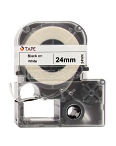 RPI Standard Label Tape Cassette, 24mm, 26 Feet, White With Black Print