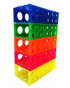 RPI Flipper 4-Way Tube Racks, Assorted Fluorescent Colors (Blue, Green, Orange, Pink, Yellow), 5 Per Case