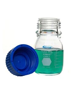 RPI Kimcote Plastic Coated Media Bottle, 100 mL, 4 Per Case
