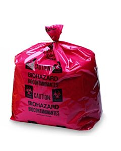 RPI Red Color Polyethylene Bag Printed With Biohazard Symbol, 2 Mil Thick, 12 X 18 Inch Bags, 100 Per Package