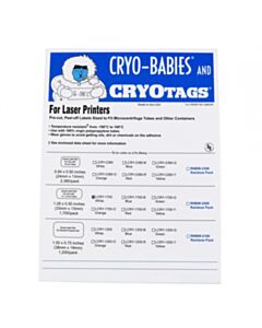 RPI Cryo-Babies Labels, Laser Sheet, 1.5 - 2.0ml Tubes, 1.28 X 0.5 Inches, White, 1,700 Per Package