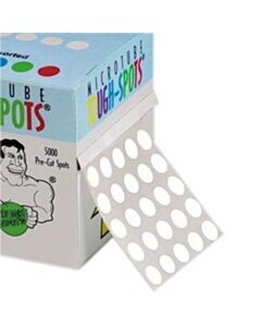 RPI Tough-Spots MuLti-Roll, 3/8" Diameter, White, 5 Labels Across, 5,000 Labels Per Roll