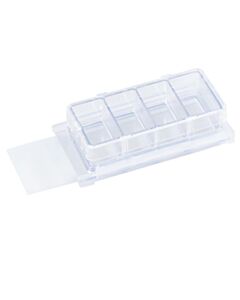 RPI CELL CULTURE SLIDE, 4 WELLS, PS FRAME, GLASS SLIDE, PP HOLDER, 0.5~1.3ML, STERILE, 6 /PACK