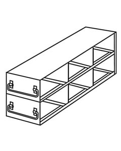 RPI Slide-Out Freezer Rack For 3"H Boxes, 6 Box Capacity, 3x2 Array, 16 5/8, 5 1/2 X 6 7/8h