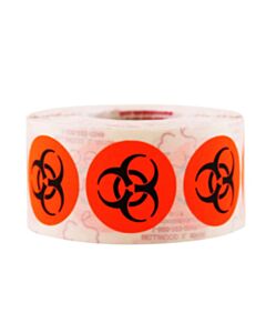 RPI Biohazard Symbol, Round, 1 Inch Diameter, 500 Per Roll