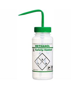 RPI Safety Vented Solvent Wash Bottles, 16oz, Methanol, 3 Per Case