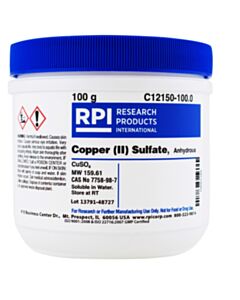 RPI Copper (Ii) SuLfate Anhydrous [Cupric SuLfate], 100 Grams
