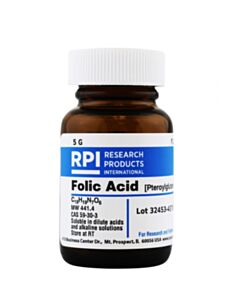 RPI Folic Acid [Pteroylglutamic Acid] [Vitamin M], 5 Grams