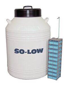 So Low Environmental Ln2 Cryogenic Storage System, 61 L, 22 Dia. X 27.5 In. H, Aluminum, 8.5 In. Neck Diameter, Stainless Steel Rack, Polycarbonate