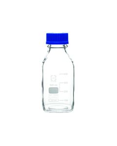 United Scientific Media/Storage Bottle, 500 mL Vol, 100 To 400 mL Grad, Cap Lid, Borosilicate Glass