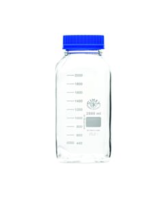 United Scientific Wide Mouth Square Gl 80 Media/Storage Bottle, 2000 Ml Vol, 400 To 2000 Ml Grad