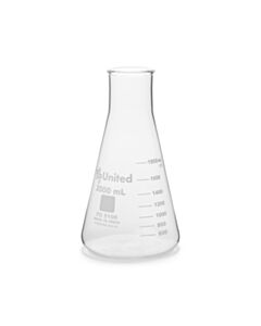 United Scientific Erlenmeyer Flask, Wide Mouth, Borosilicate Glass, 2000 mL