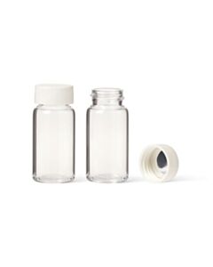 United Scientific Scint Vials, 20 mL, W/ attached white Urea cap (SIZE 22-400) & cork foil liner