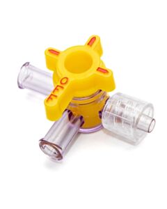 World Precision Instruments 4-Way Stopcock, Yellow, 2 Female Luer Locks, Male Luer With Spin Lock