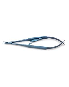 World Precision Instruments Barraquer Needle Holder With Lock, 11.5cm, 9mm Curved Tips, Titanium