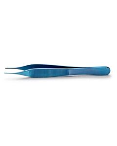 World Precision Instruments Adson Forceps, 12cm, Straight, 1mm Serrated Tip, Titanium